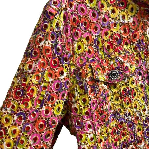 Chico's Multicolor Eyelet Cotton Blazer 3 Women's Size 16 XL Jacket - Picture 2 of 7